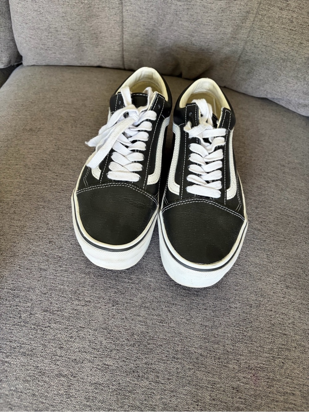 Vans Black and White Platform Old Skool Sneakers